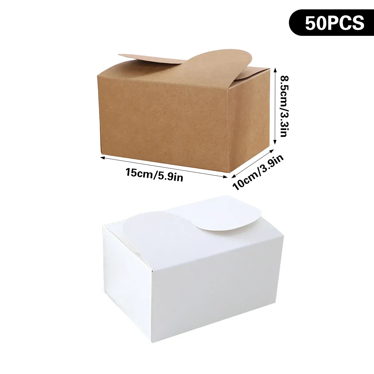 50PCS Foldable Gift Paper Boxes 15x10x8.5cm Khaki White for Party Wedding Use - Khaki โ image 4
