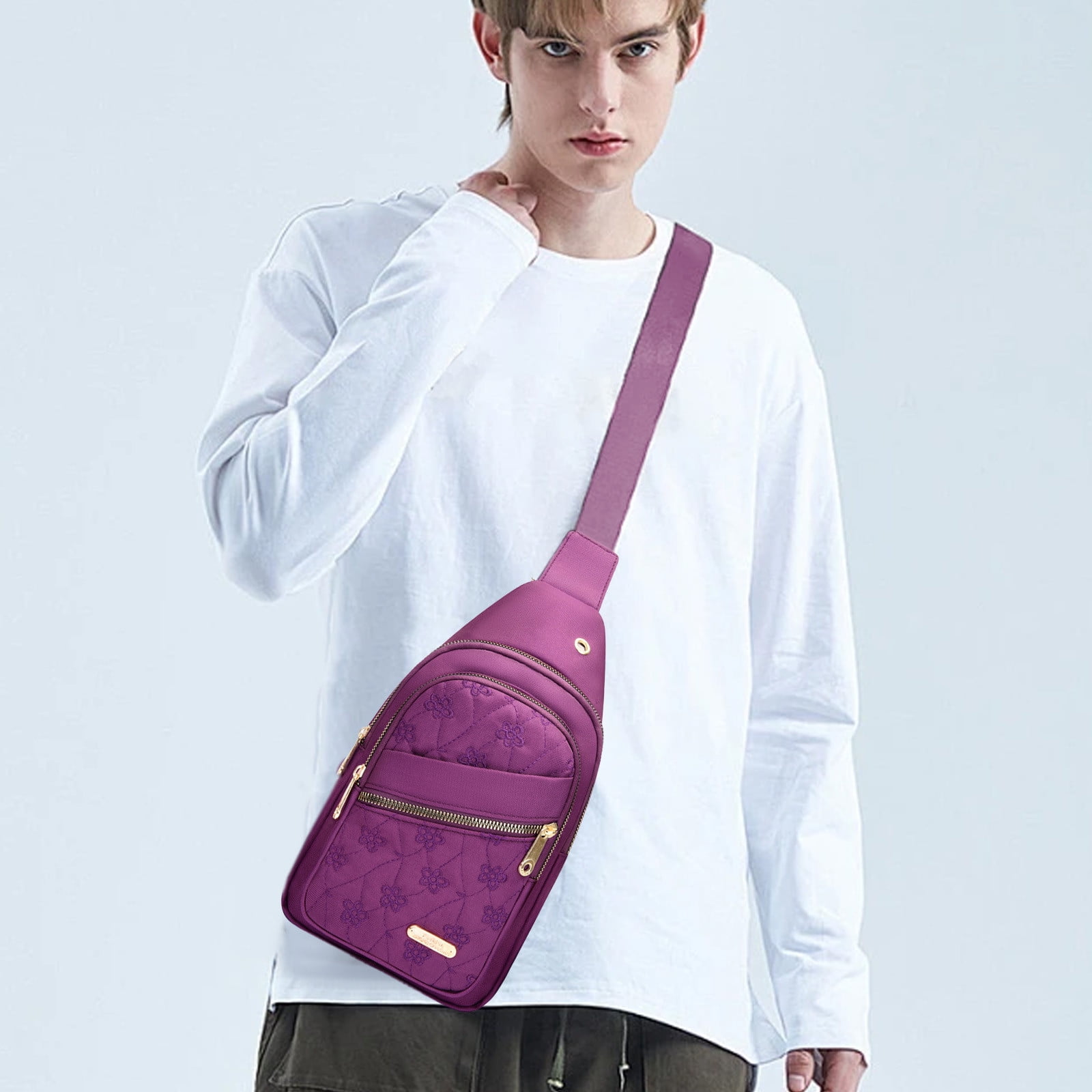 Sling Bag for Women, Crossbody Sling Backpack Small Sling Bag Multipurpose Crossbody Shoulder Bag Travel Hiking Backpack, Sling Bag for Men #5-Purple — image 6
