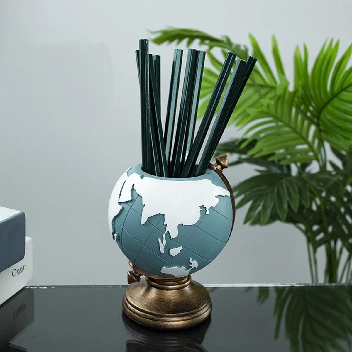 Globe Pen Holder Ornament Desktop Organizer Room Decoration Office Storage Stand โ image 6