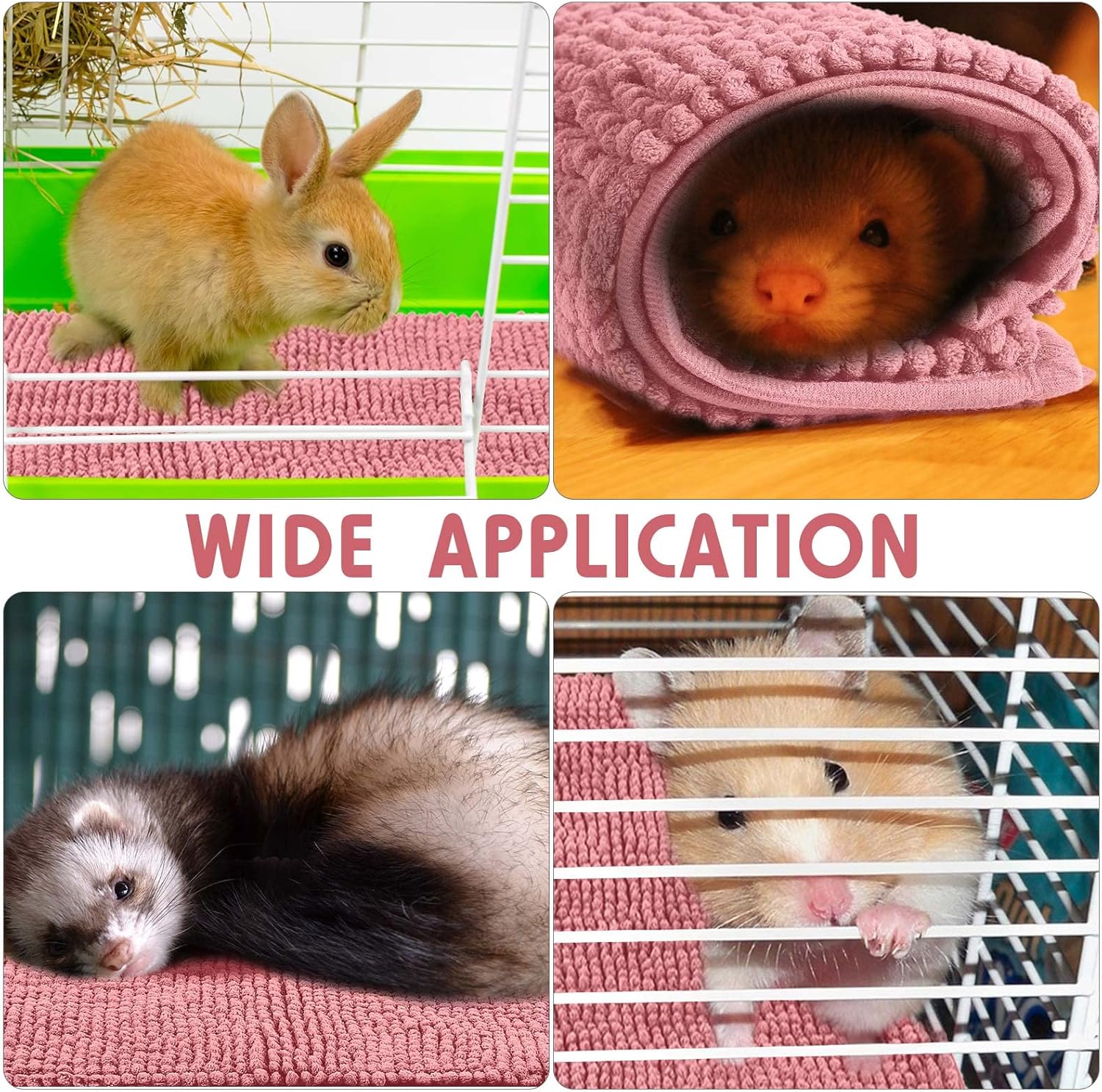 Amylove 4 Pcs Guinea Pig Cage Liner Washable Fleece Pee Pads Pet Dog Cat Bedding Training Mat for Small Animal Guinea Pig Puppy Bunny Hamster(16 x 24 โ image 4
