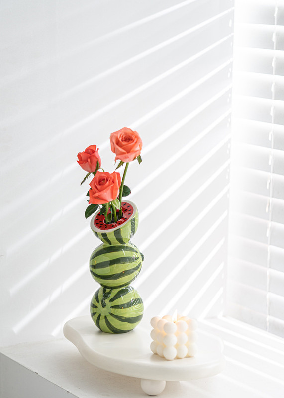 Bright Yellow Whimsical Stacked Orange Ceramic Vase - Modern Nordic Tabletop Decor โ image 6