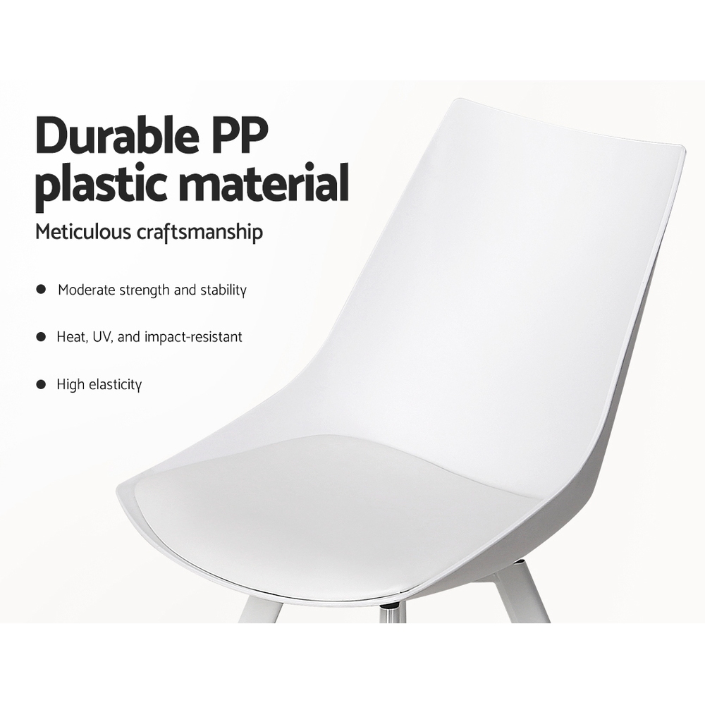 Artiss Dining Chairs Set of 2 PU Leather Plastic Metal White โ image 4