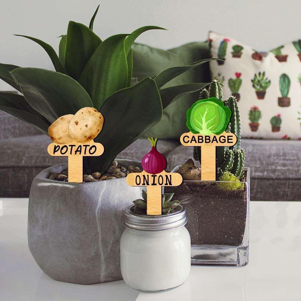 15Pcs Wooden Plant Labels Set - 15 Unique Styles For Garden Organization - Durable Wood Tags For Potted Plants, Vegetable Gardens, Flower Beds - Easy To Write — image 2
