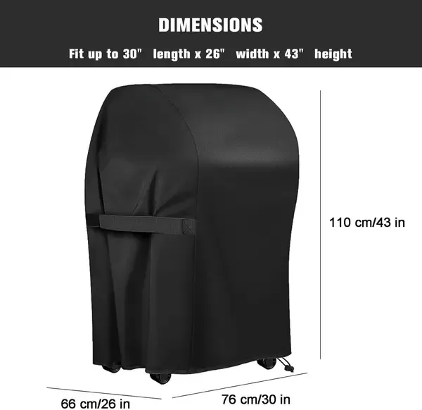 1 Piece Waterproof BBQ Grill Cover, UV-Resistant Oxford Fabric Outdoor Protector with Drawstring Closure, Black, 67 × 77 × 110 cm — image 2