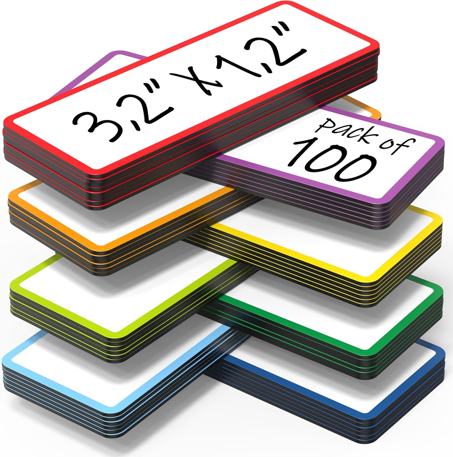 100 Pack Dry Erase Magnetic Labels 3.2x1.2 in - Magnetic Name Tags for Classroom Lockers School Bus - Classroom Magnets for Names - Magnet Labels for