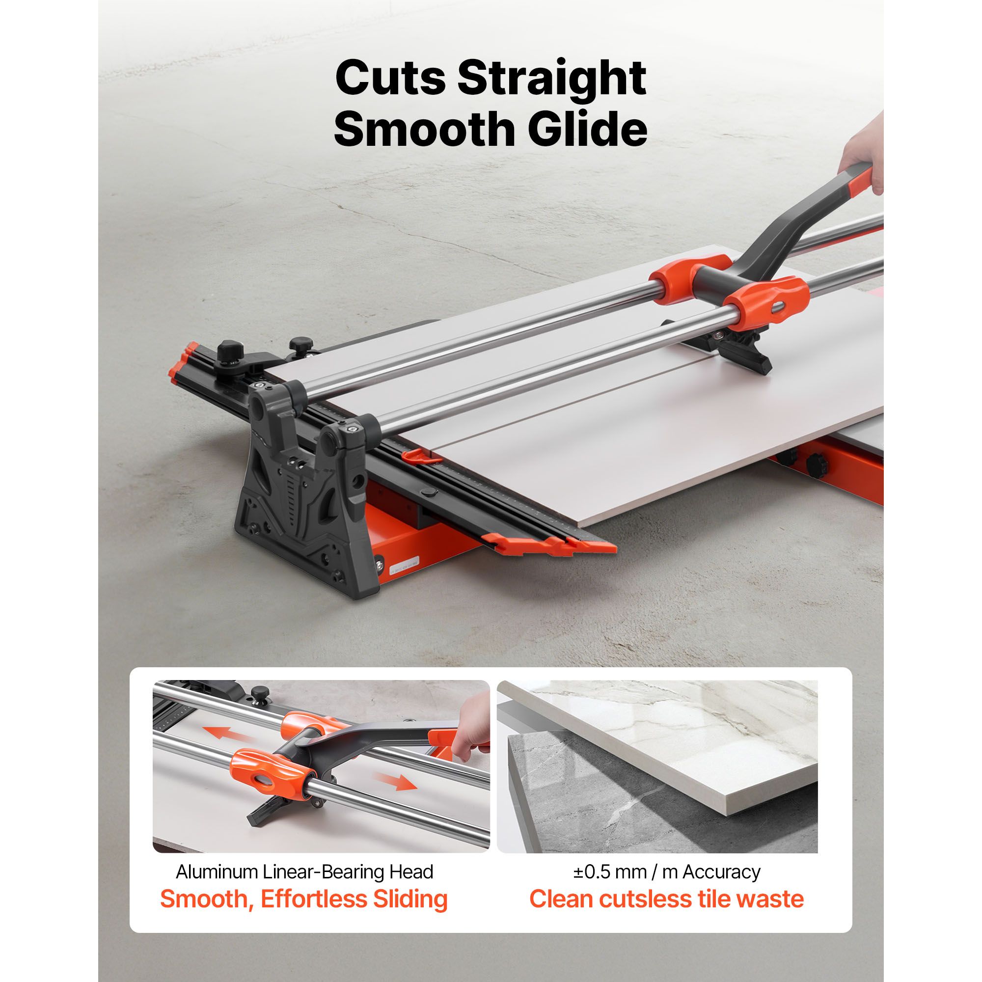 1000 mm Manual Tile Cutter, Upgraded Sliding Head Cutting Tool with Spring-Loaded Base, Angle Fence, Tungsten Carbide Cutting Wheel, Alignment Guide, for DIY — image 2