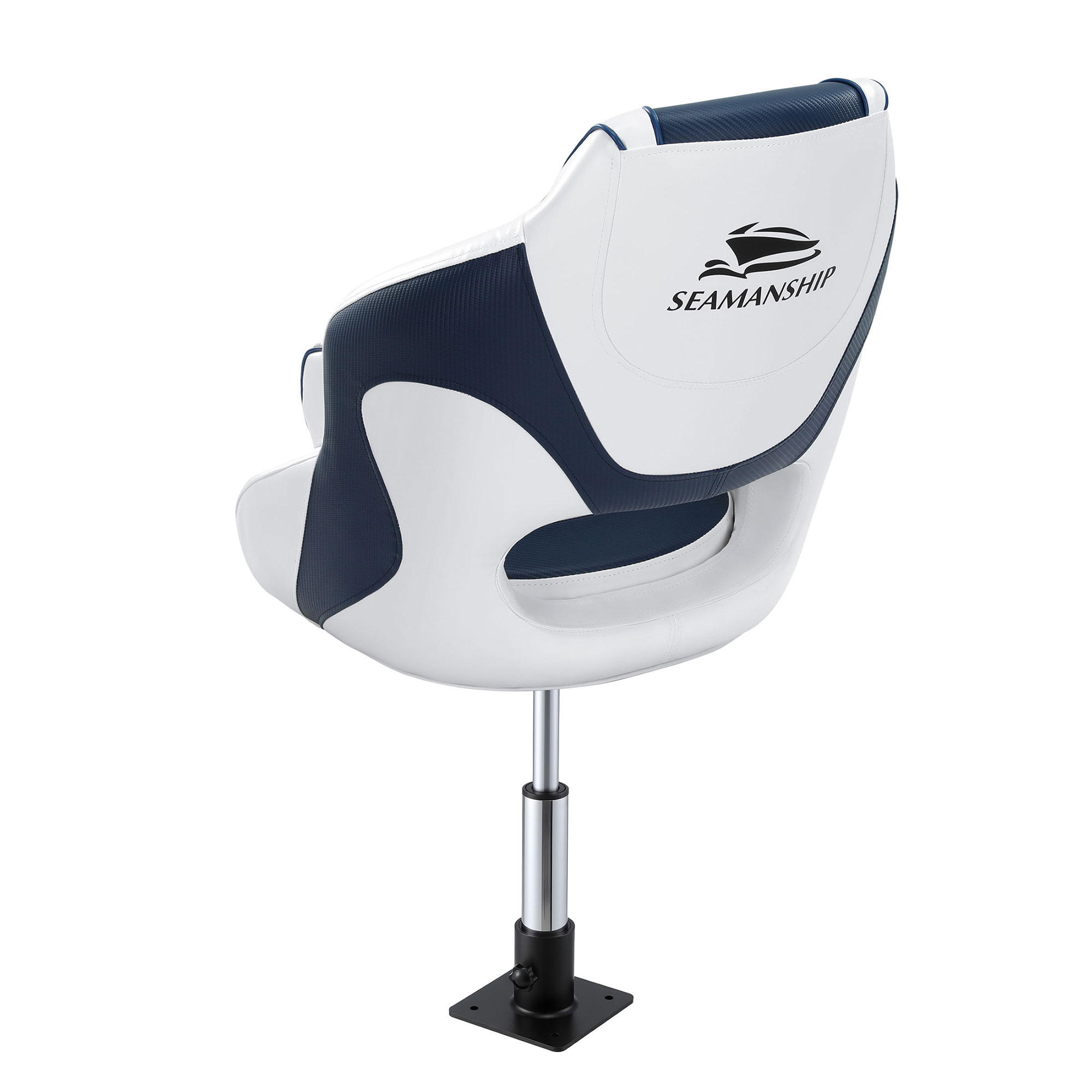 Seamanship Captain Bucket Boat Seats Flip Up Bolster Swivel 15cm Padding with Adjustable Pedestals 34–46cm Blue — image 3