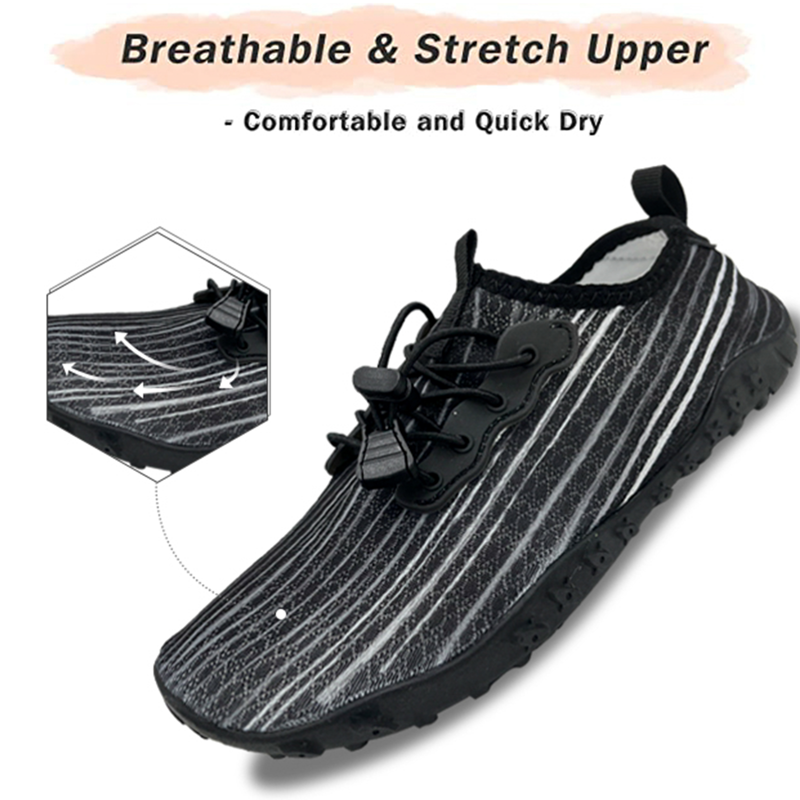 Water Shoes for Men and Women Soft Breathable Slip-on Aqua Shoes Aqua Socks for Swim Beach Pool Surf Yoga (Black Size US 7) โ image 2