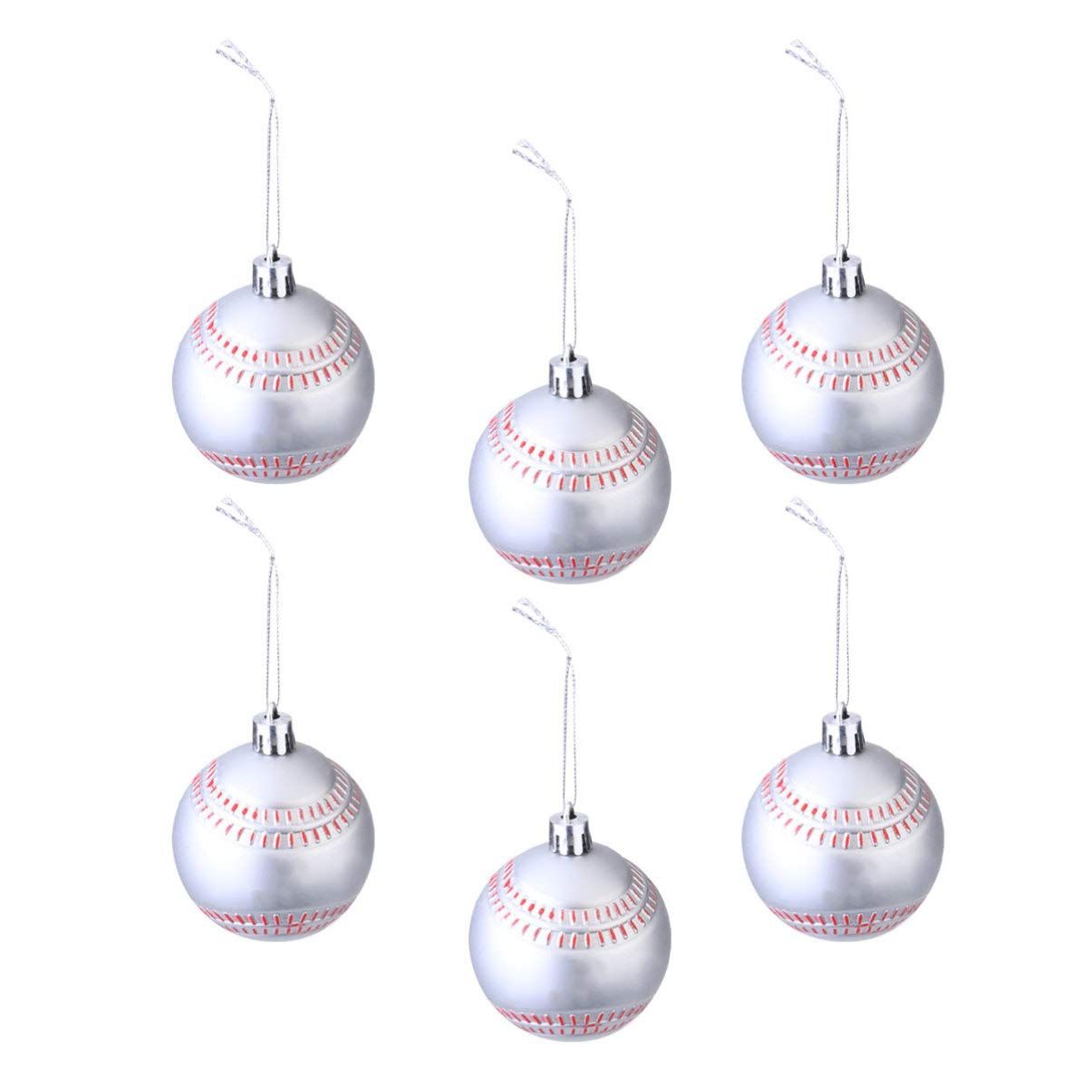 Hanging Baseball Ornaments, 6 Pcs Tree Hanging Ball Baseball Balls Ornaments for Sport Party Decor |6 × 5 × 5CM — image 2