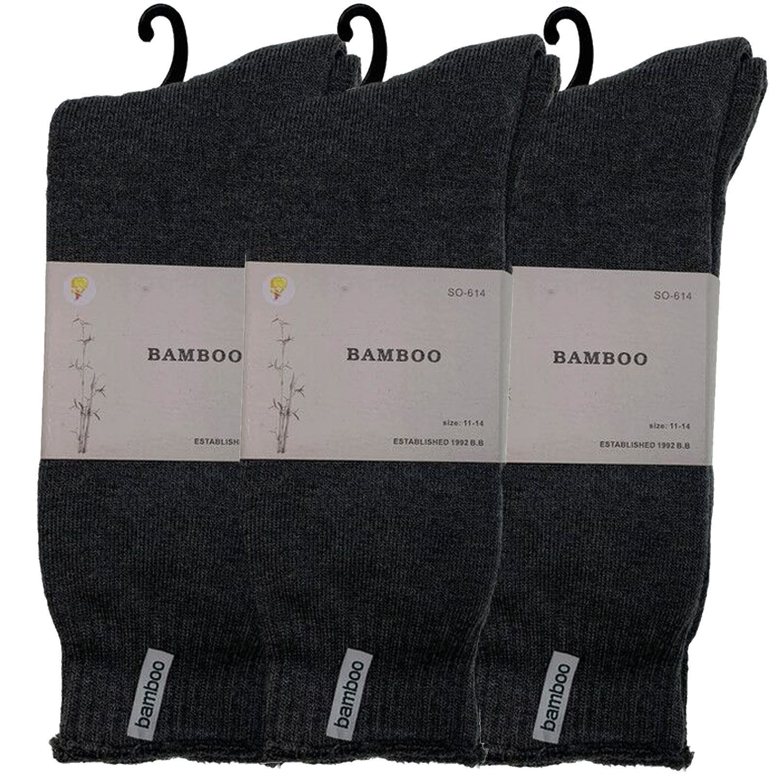 3 Pairs PREMIUM BAMBOO SOCKS Mens Heavy Duty Thick Work Socks BULK Cushion - Charcoal Grey โ image 5