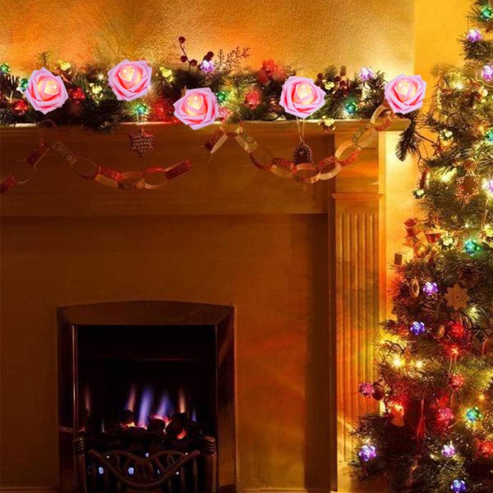 1 Piece Pink Rose LED Fairy Lights for Bedrooms, Weddings and Party Decor, Decorative Flower String Lighting for Indoor Ambience — image 6
