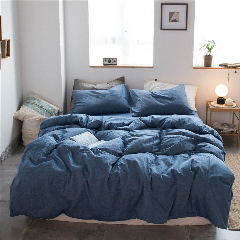 Cotton 4 Piece Set Modern Minimalist White 1.8m bed-quilt cover 200 × 230cm (four-piece set)