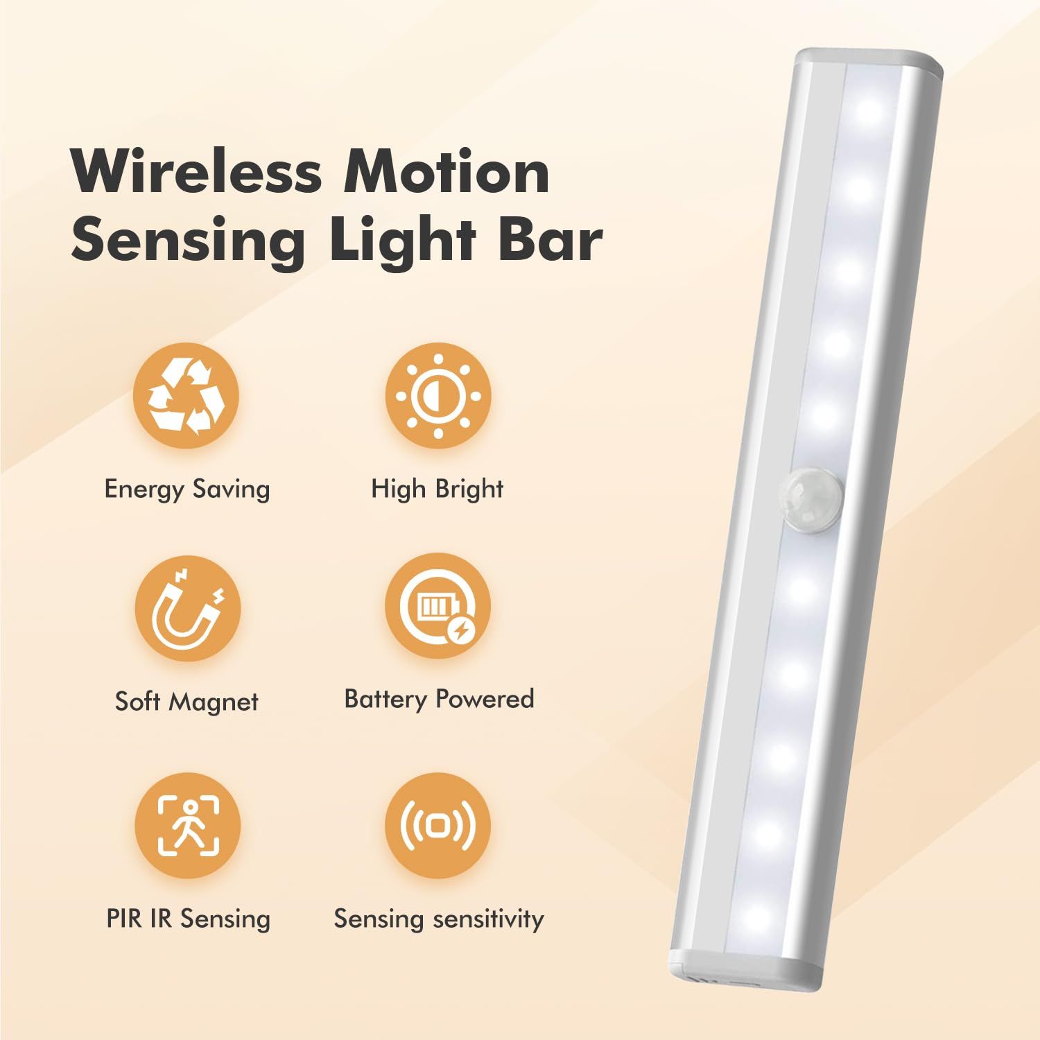 Under Cabinet Lights, Wireless Motion Sensing Stick-on Anywhere Step LED Light Bar with Magnetic Strip, Pure White, 3-Pack — image 4