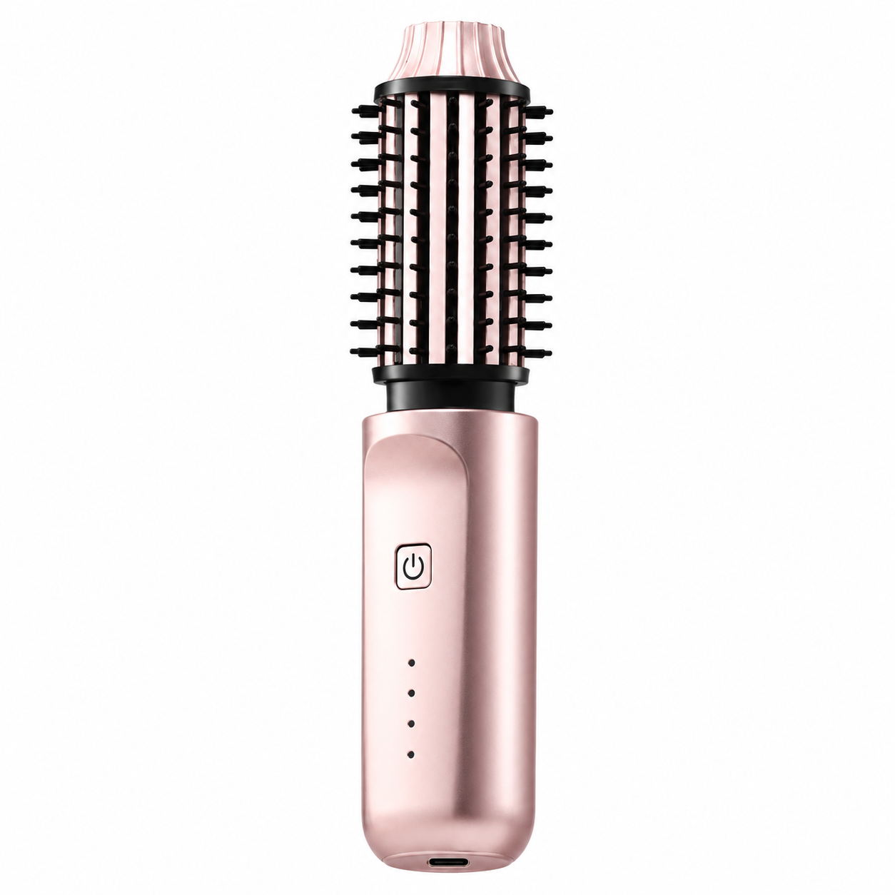 Rose Gold 2 in 1 Wireless Hair Straightener and Curler Brush - Lightweight Ceramic Negative Ion Hair Styler with 4 Adjustable Temps and Anti-Scald Dense Comb