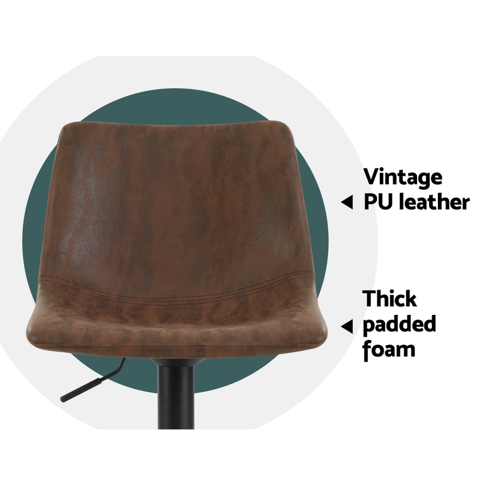 Artiss 2x Bar Stools Vintage Swivel Gas Lift Brown — image 4