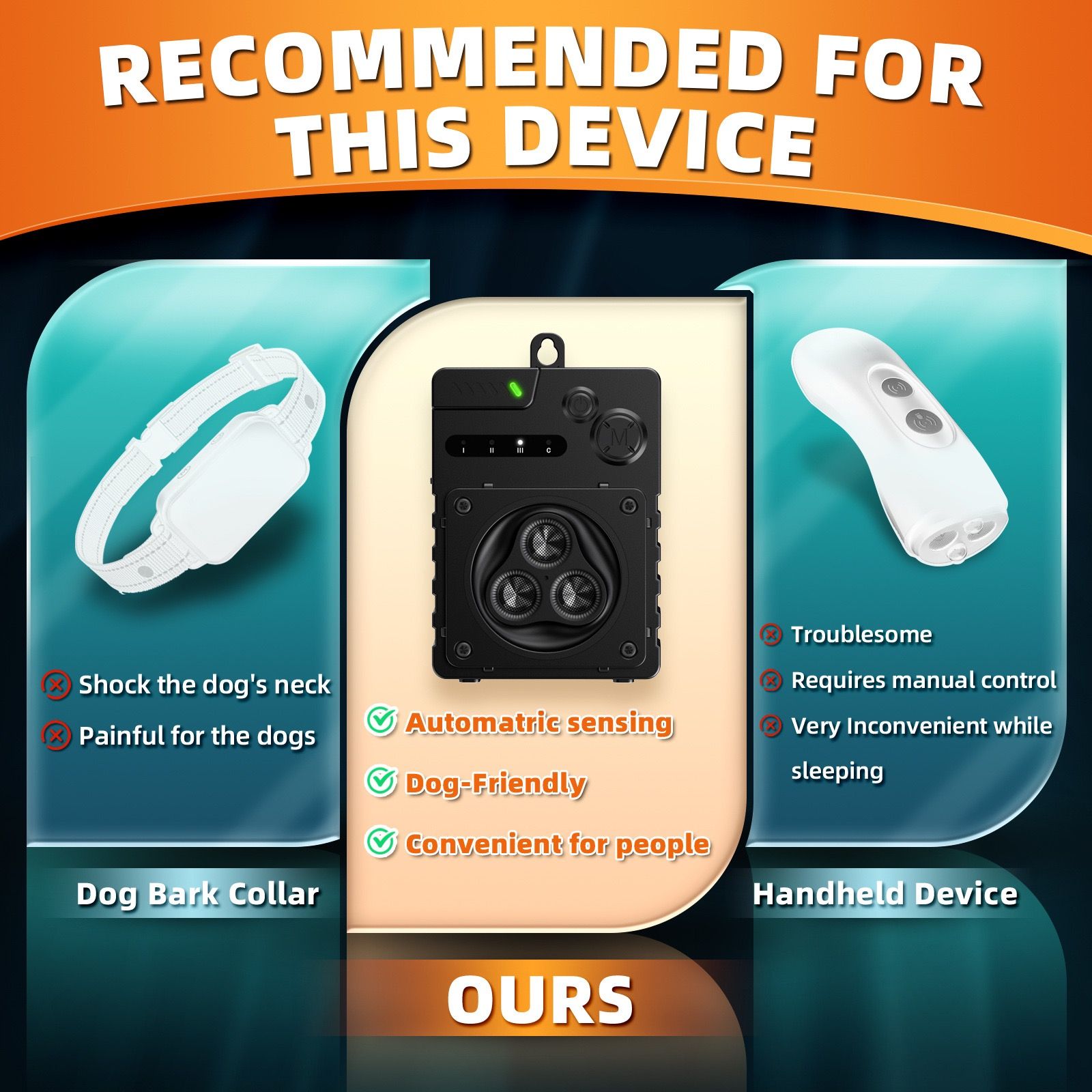 Smart Ultrasonic Bark Control Device with 4 Adjustable Modes, Rechargeable Outdoor Anti-Barking Deterrent for Yards, Kennels, and Indoor Use, Safe for All Dog — image 3