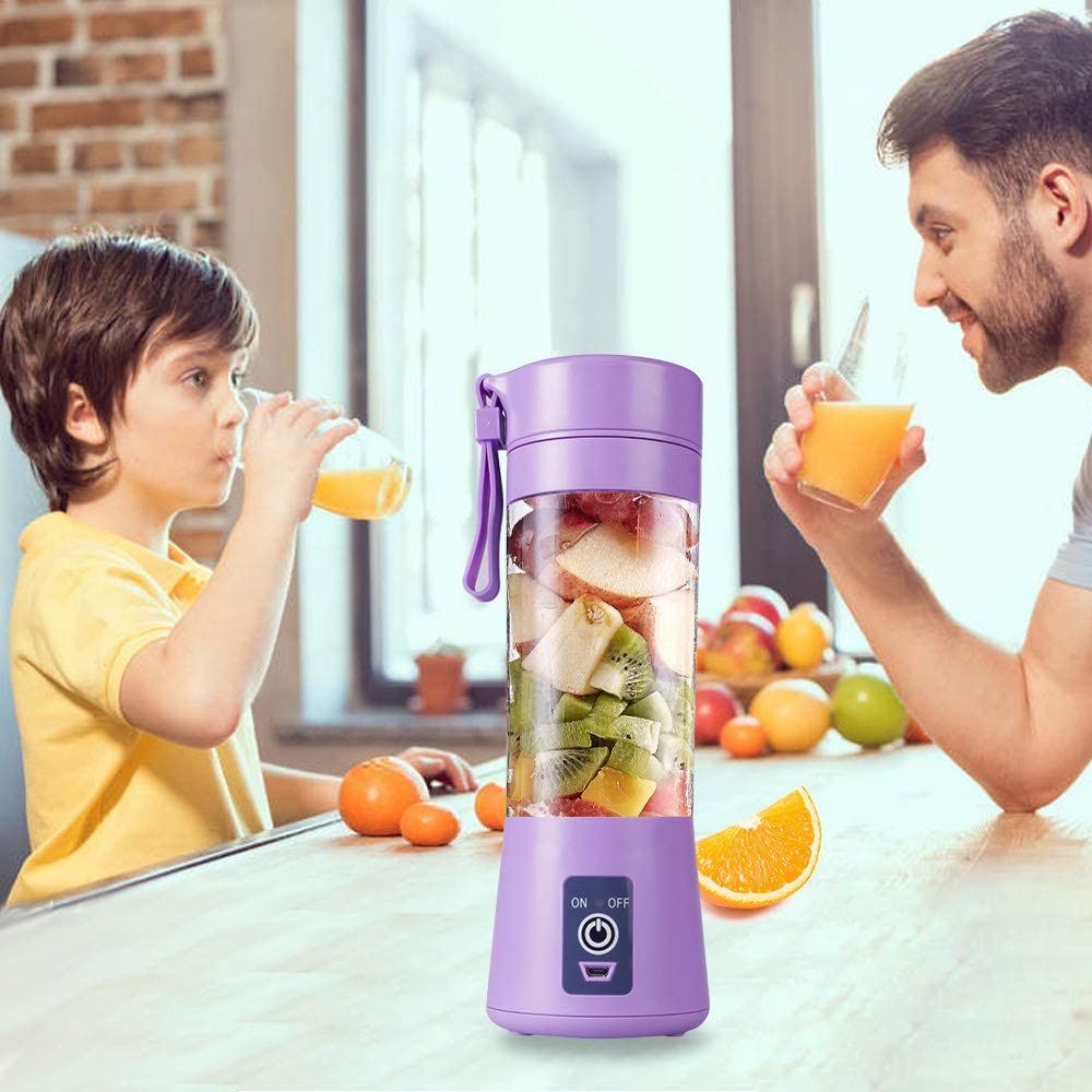 Portable 6 Blades in 3D Juicer Cup,Version Rechargeable Juice Blender Magnetic Secure Switch Electric Fruit Mixer for Superb Mixing 380ml β image 5