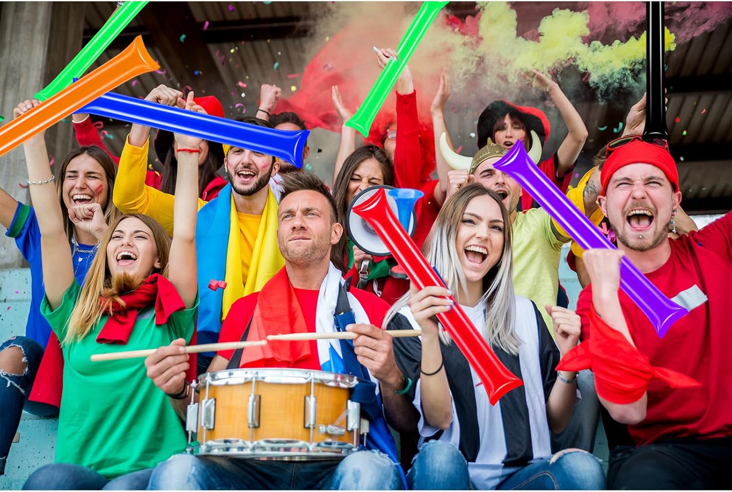 50 PCS Thunder Sticks Thicken Plastic Cheersticks Inflatable Thunder Sticks Sporting Events Team Spirit Cheersticks Sporting Cheers Basketball Football Dance — image 4