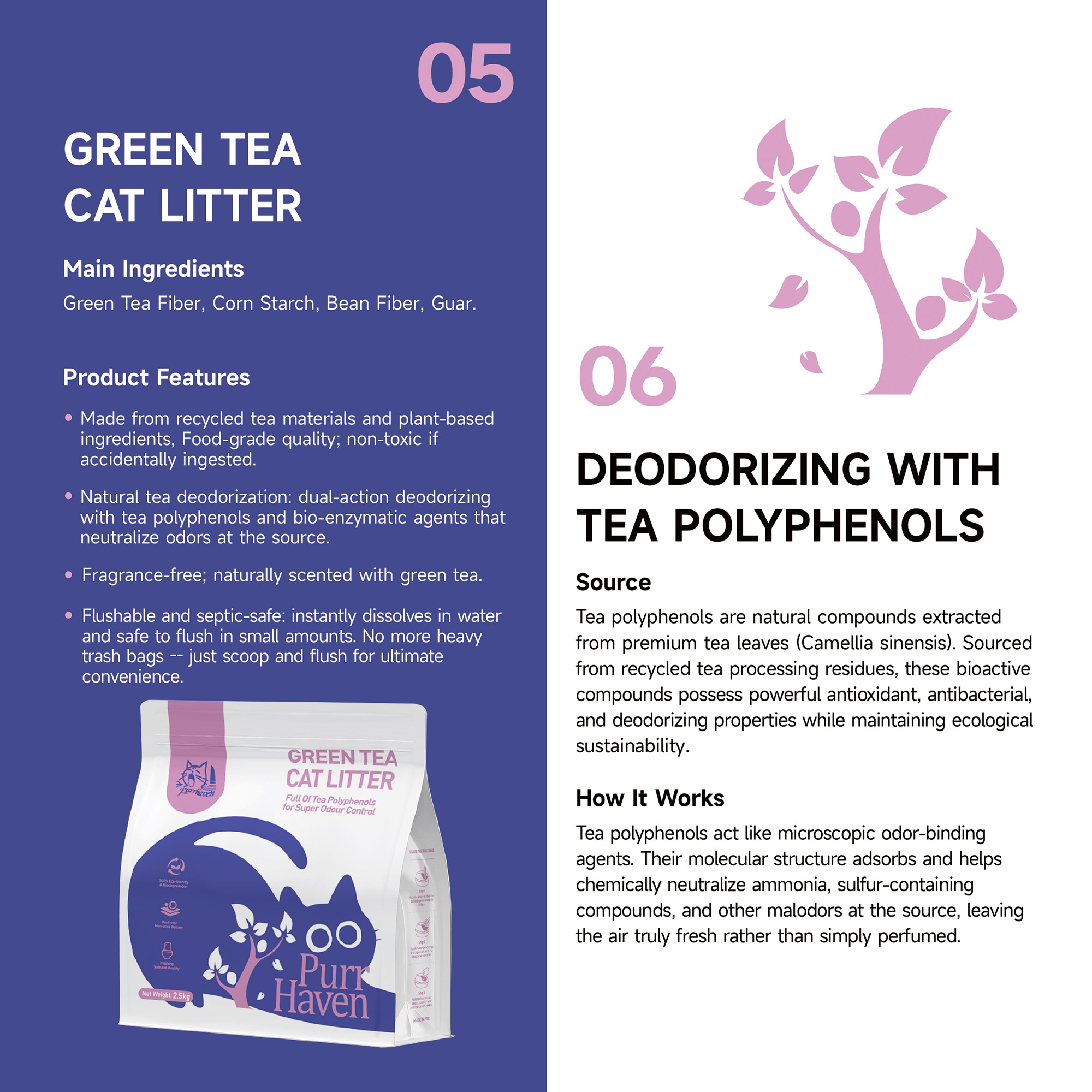 PurrHaven Green Tea Clumping Cat & Kitty Litter, 30kg (12 Pack),Dust Free,Natural Flusable,Easy to Clean,Odour Neutraliser,Rapid Liquid Absorption,Non-Toxic โ image 5