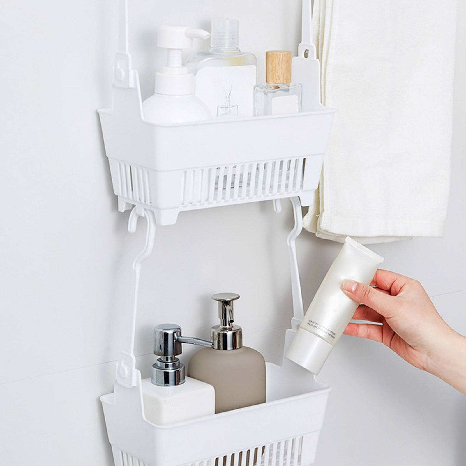 Rack, Sundries Hanging Basket Storage Drain Bag Shower Baskets with Hook Organizer As shown — image 5