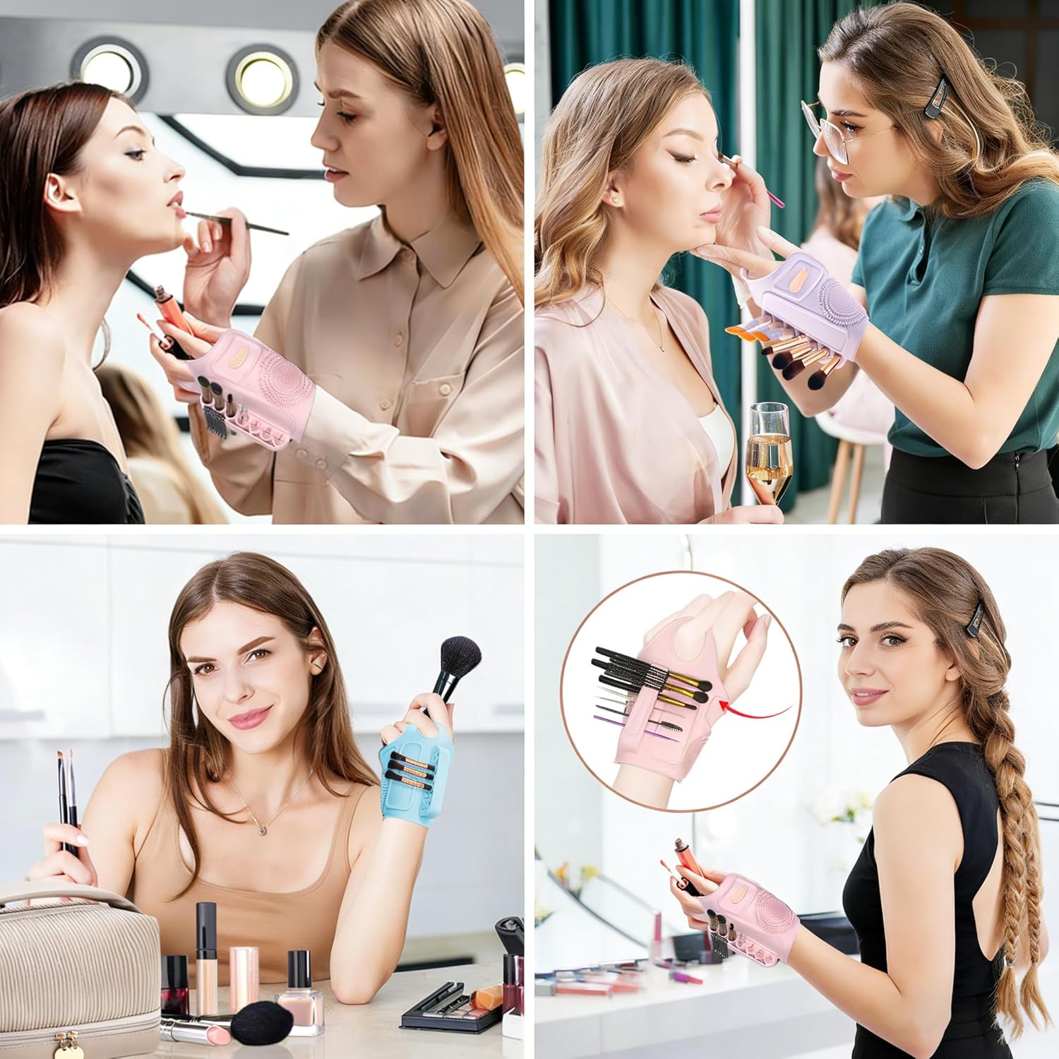 Silicone Makeup Assistant Wristband, Professional Portable Beauty Tool with Brush Holder, Color Mixing Palette & Cleaning Zone, Adjustable Hand Strap for โ image 5