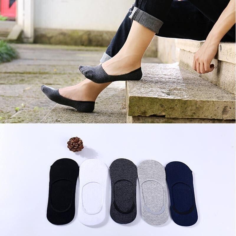 5 Pairs No Show Liner Socks Non Slip Cotton Low Cut Invisible Unisex Footies - Dark Grey — image 4