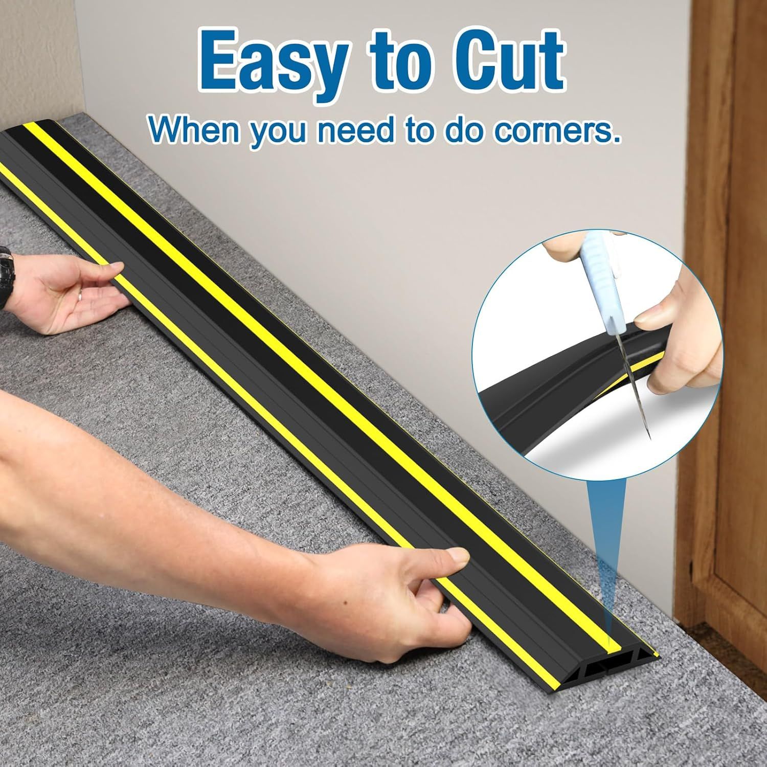 10 ft Floor Cable Cover Protector, Heavy Duty PVC Duct Easy to Unroll, Prevent Trip Hazard for Home Office or Outdoor Settings β image 4