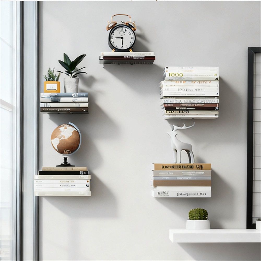 2 PCS Black Invisible Floating Bookshelf, Heavy-Duty Hanging Bookshelves, Constructed Wall Mounted Hidden Bookshelf with Mounting Hardware โ image 4