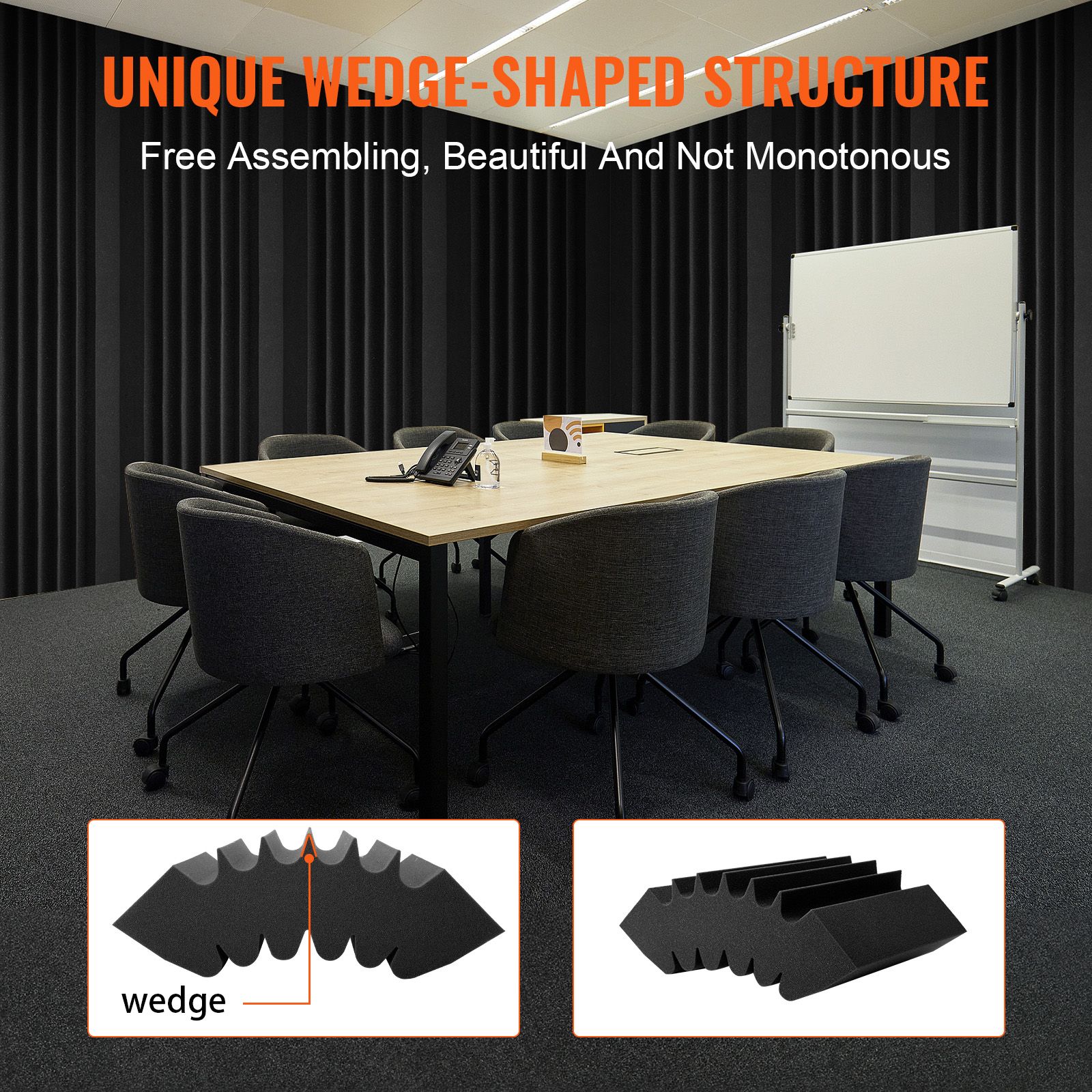 Acoustic Foam Panels 4 Pack 16.5 × 6.3 × 12 in Adhesive for Wall Ceiling — image 6