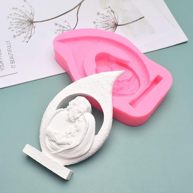 Jesus The Virgin and The Child Shape Car Freshie Silicone Mold for Making Soap Aroma Beads Car Freshie, Pendant, Candle,Decoration — image 4