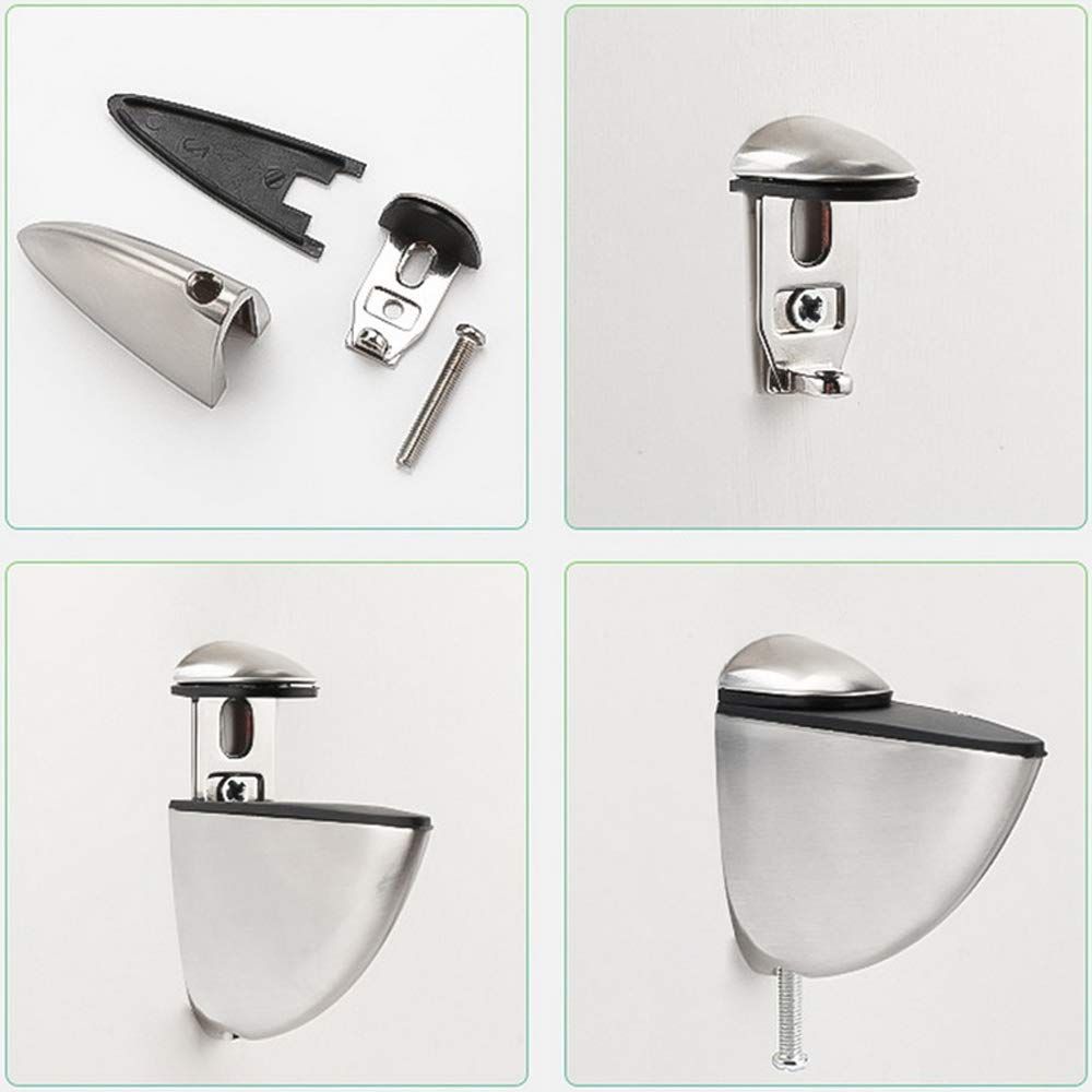 Set of 4 Glass Clamps, Wood/Glass Shelf Bracket, Glass Support Wood Holders, Fish Mouth Shape Clip, Adjustable Clamping
