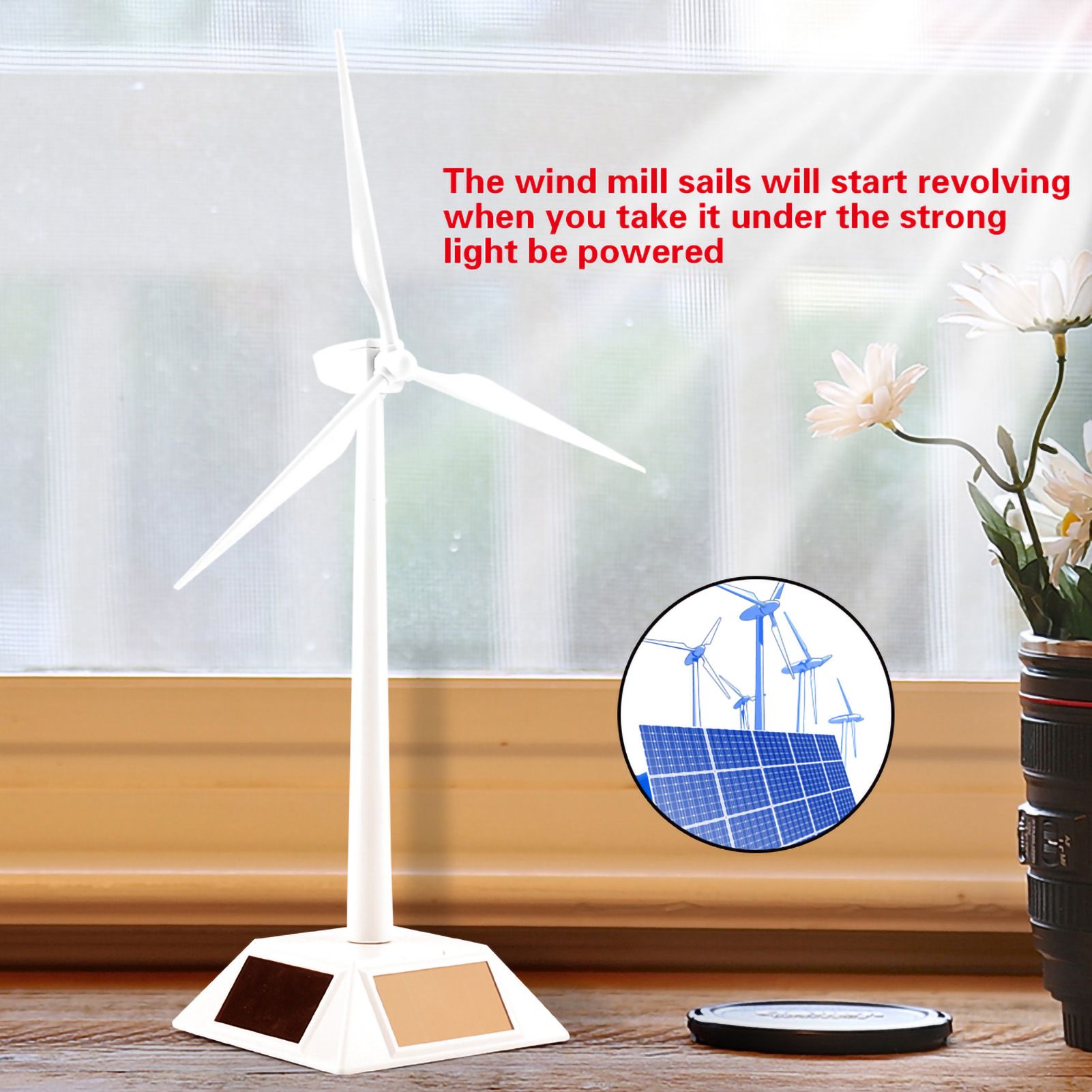 Solar Powered Wind Mill Model Desktop Decor Craft Kids Children Education Learning Toy โ image 5