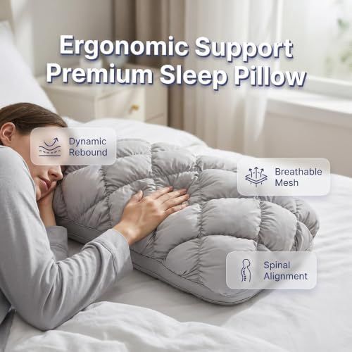 Mellow Sleep Pillow Puff, Pineapple Bun Fluffy Quilted Bed Pillow for Hot Sleepers, Cooling Marshmallow-Soft Sleeping Cushion, Comfy College Dorm — image 3