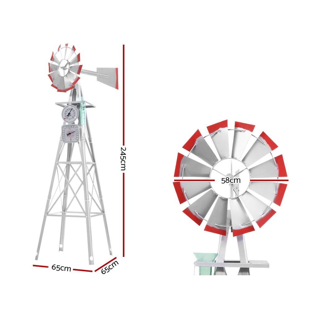 Garden Windmill 8FT 245cm Metal Ornaments Outdoor Decor Ornamental Wind Will — image 2