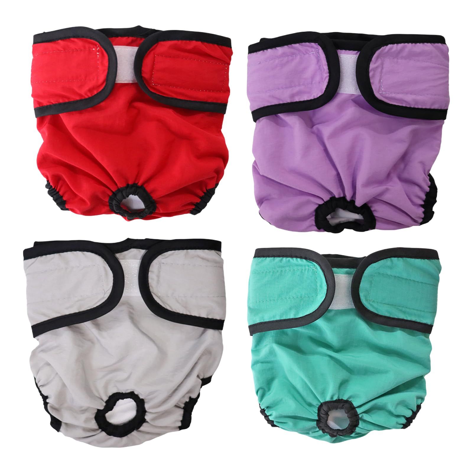 Teamoy 4pcs Washable Female Dog Diapers, Reusable Doggie Diaper Wraps for Female Dogs, Super-Absorbent and Comfortable, Small