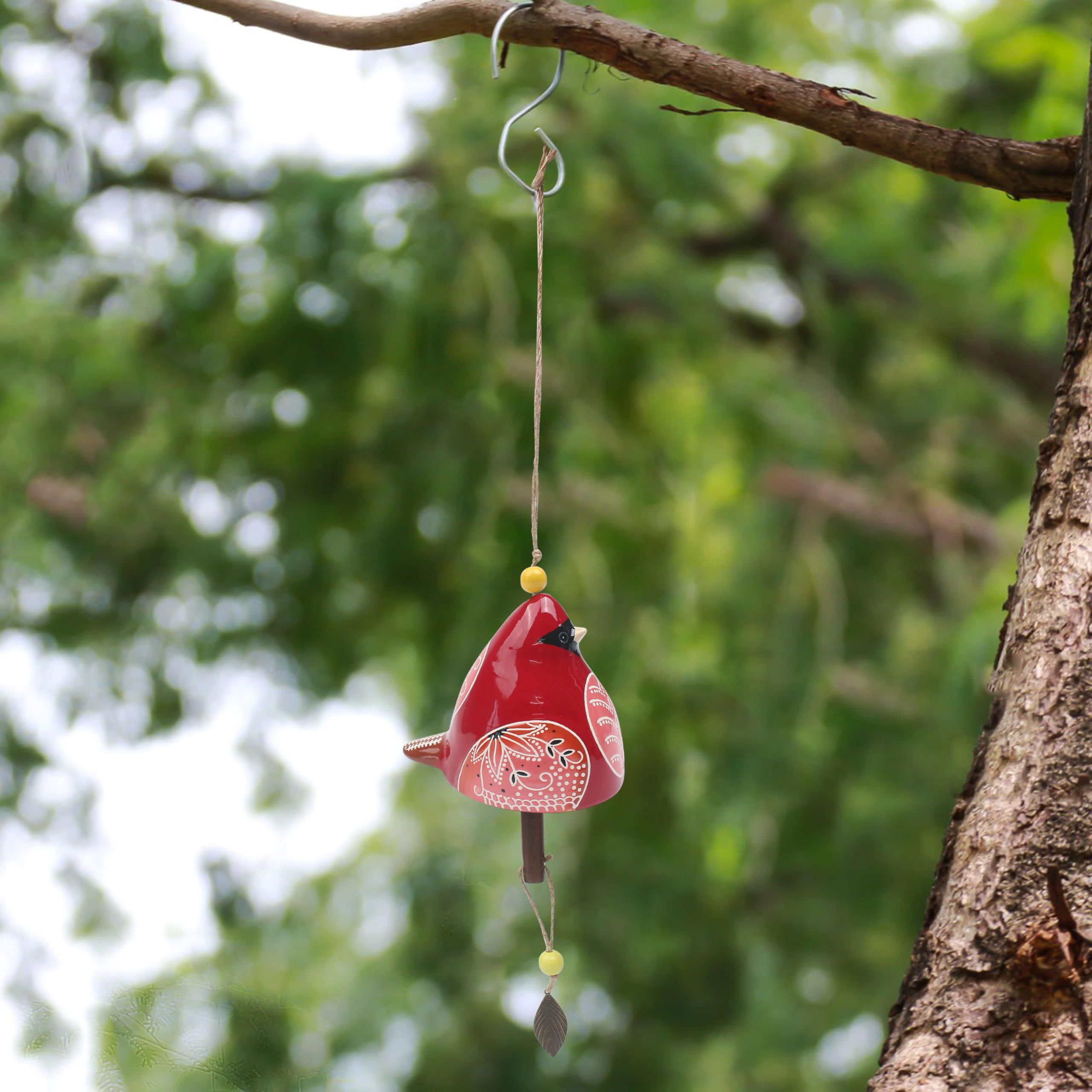 Bird Song Bell Wind Chime, Windchimes for Rustic Music Garden Backyard Church Decoration Porch Outside Outdoor Festival Memorial Gift (Red,12 × 11 × 9cm) — image 3