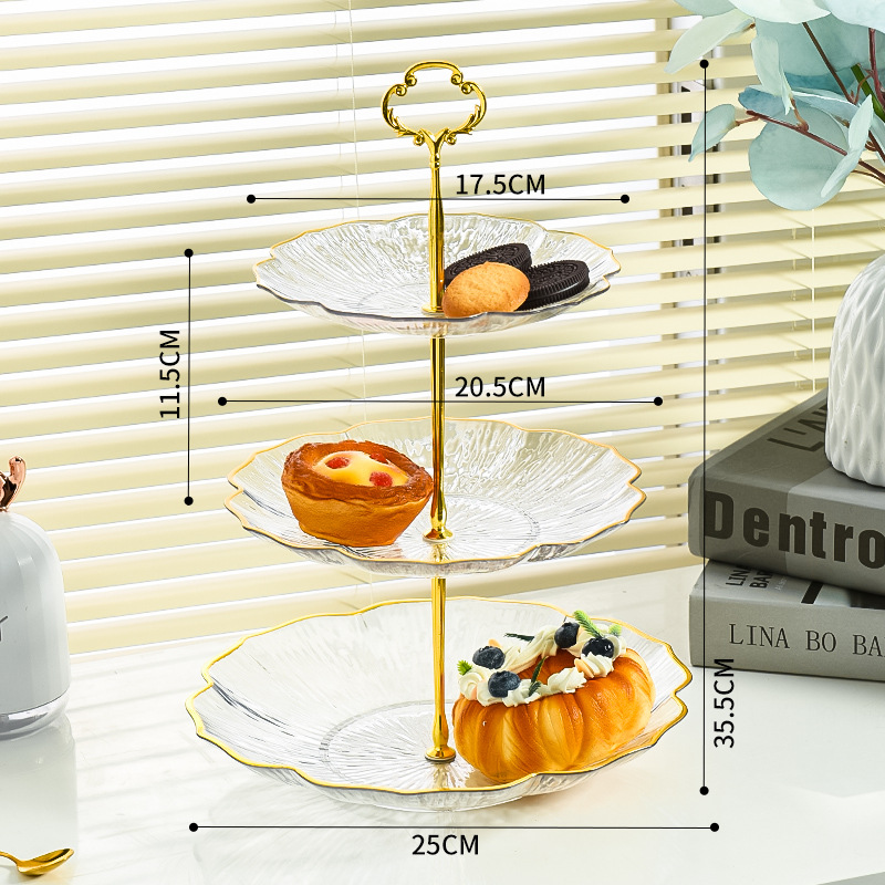 3-Tier Modern Fruit & Snack Stand โ White Reinforced Tiered Platter with Durable Iron Art Support for Home, Reception, and Office