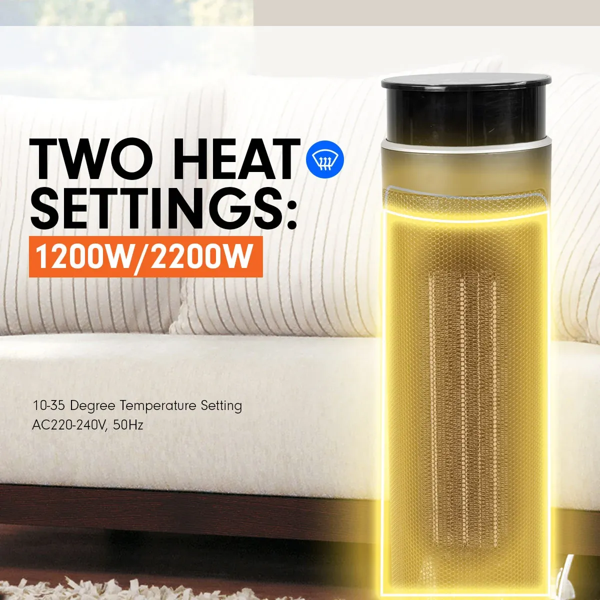 Pronti Electric Tower Heater 2000W Ceramic Portable Remote - Black โ image 5