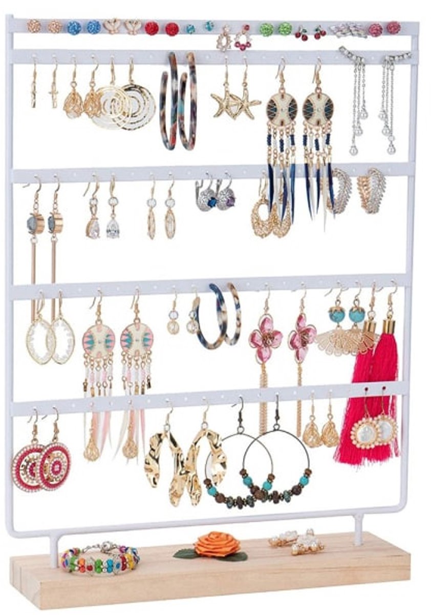 Jewelry Stand - White Jewelry Stand - with 110 Holes - Jewelry Stand - Jewelry Organizer - Holder for Watches/Bracelets/Necklaces - Jewelry Rack - Stair