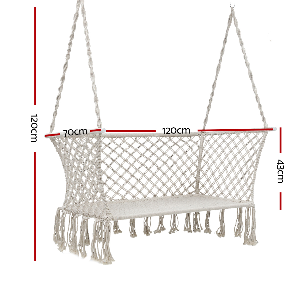 Gardeon Hammock Chair Outdoor Portable Camping Hammocks 2 Person Cream — image 2