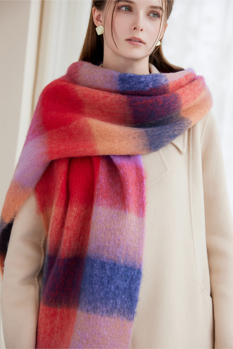 Winter Luxe Warm Oversized Scarf-Cozy Thick Plaid Wrap, European Chic Style(Yellow-green plaid) โ image 4