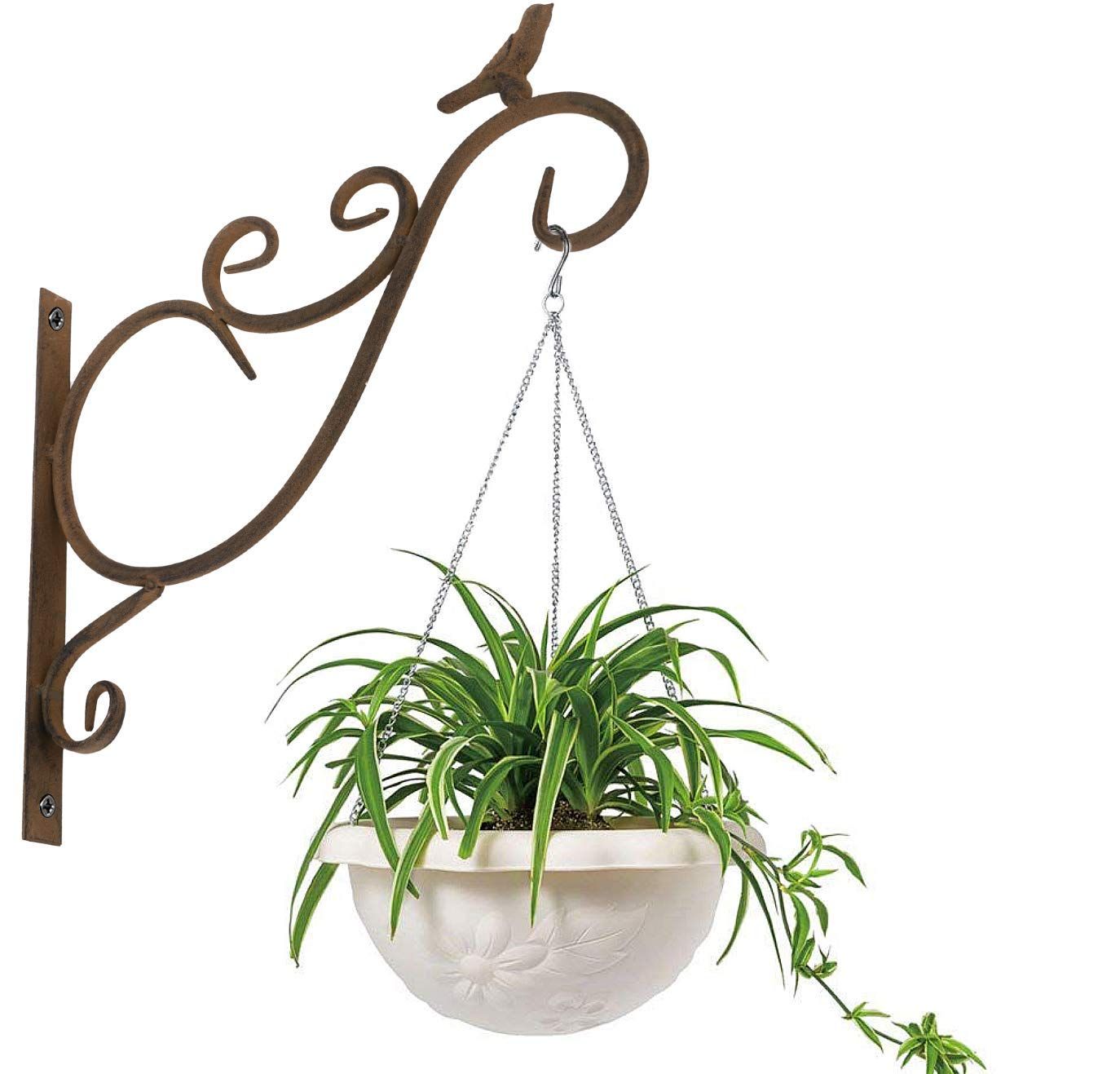 Wall Hanging Plant Bracket,2 Pack 12-inch Retro Iron Metal Wall Hanger for Hanging Plant Flower Bird Planter Indoor Outdoor,Retro — image 5