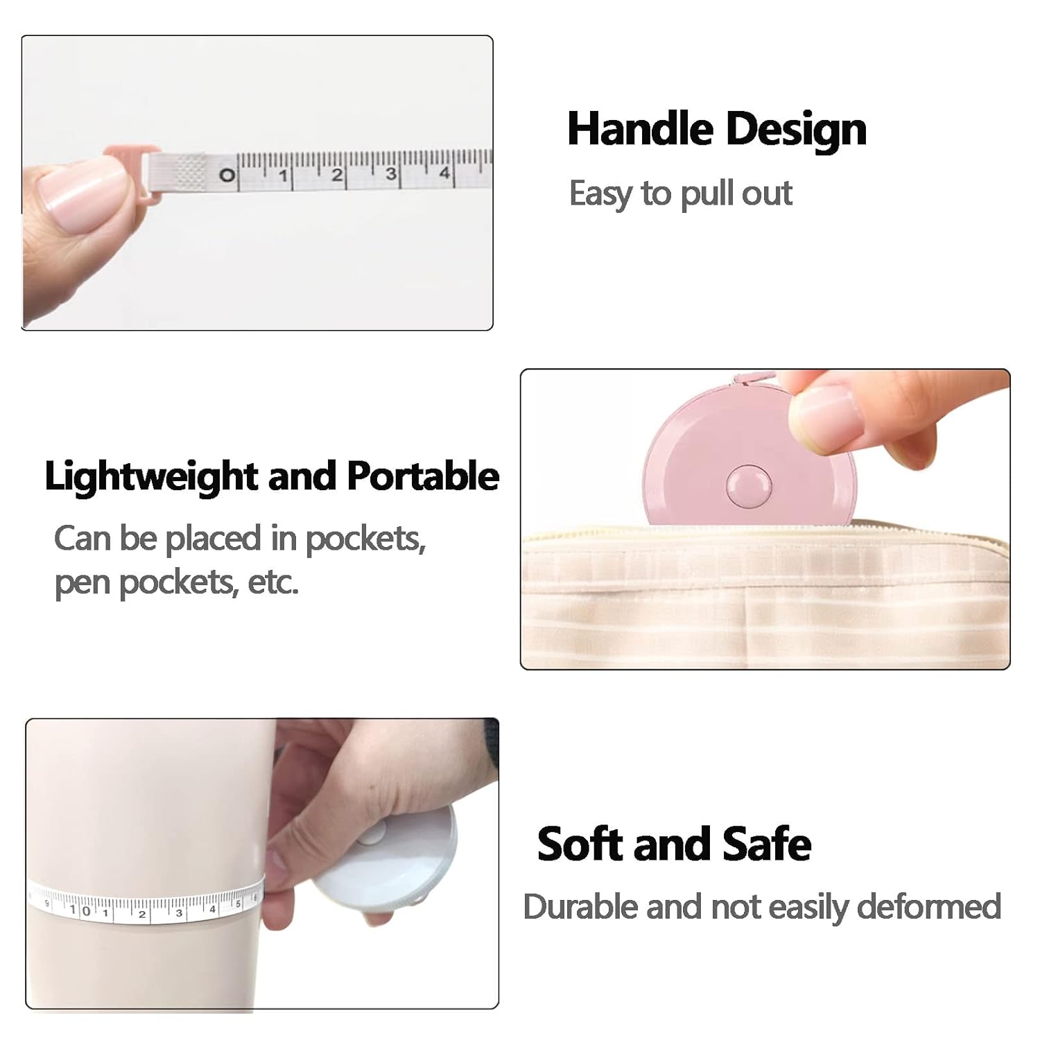 4 Pieces Flexible Body Measuring Tape for Sewing, Fitness and Waist Measurements, Retractable Metric Tape for Home, 150 cm,Multicolor โ image 5