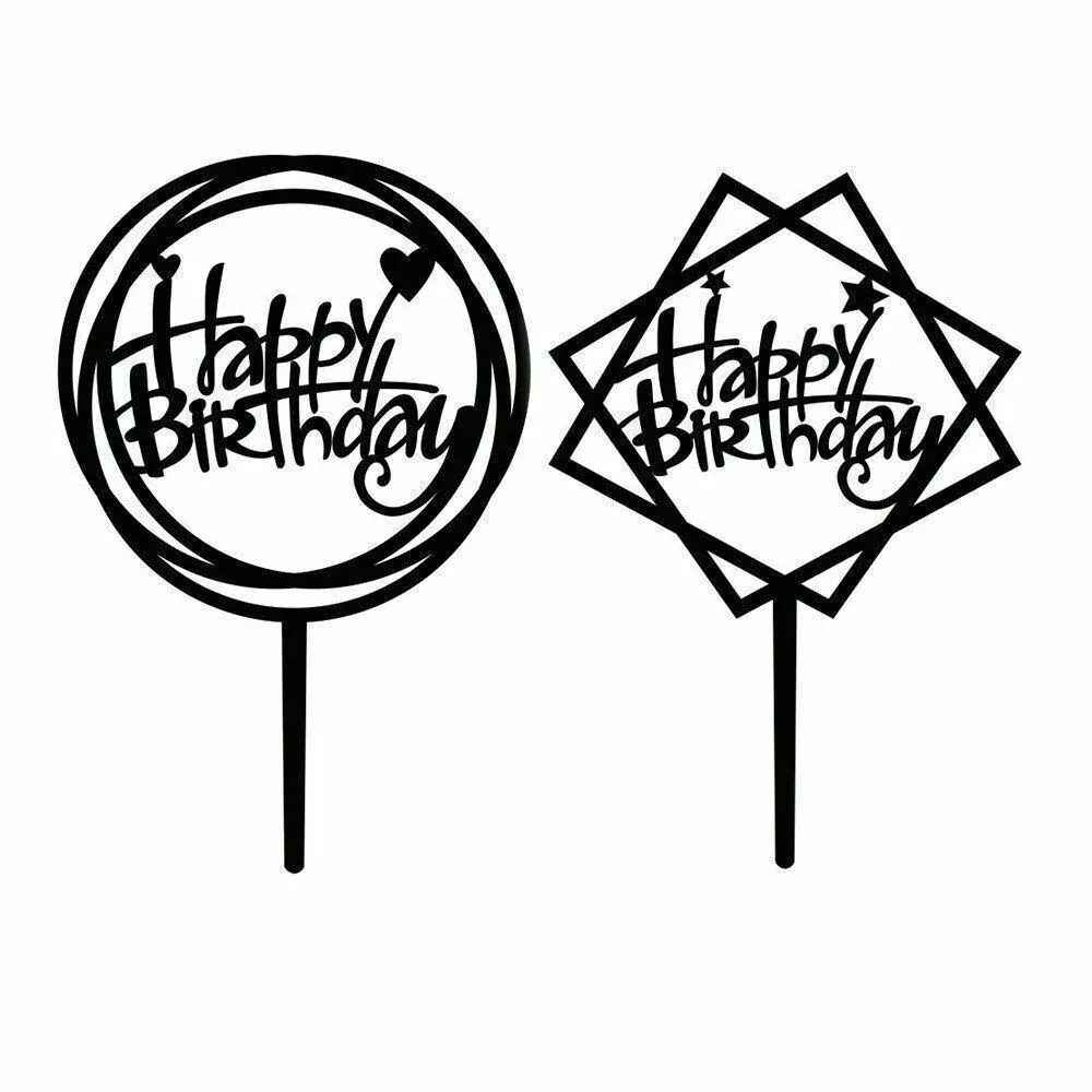 Acrylic Home Happy Birthday Decor Baking Cake Topper Card Party Decor Supply - Silver S31 โ image 6