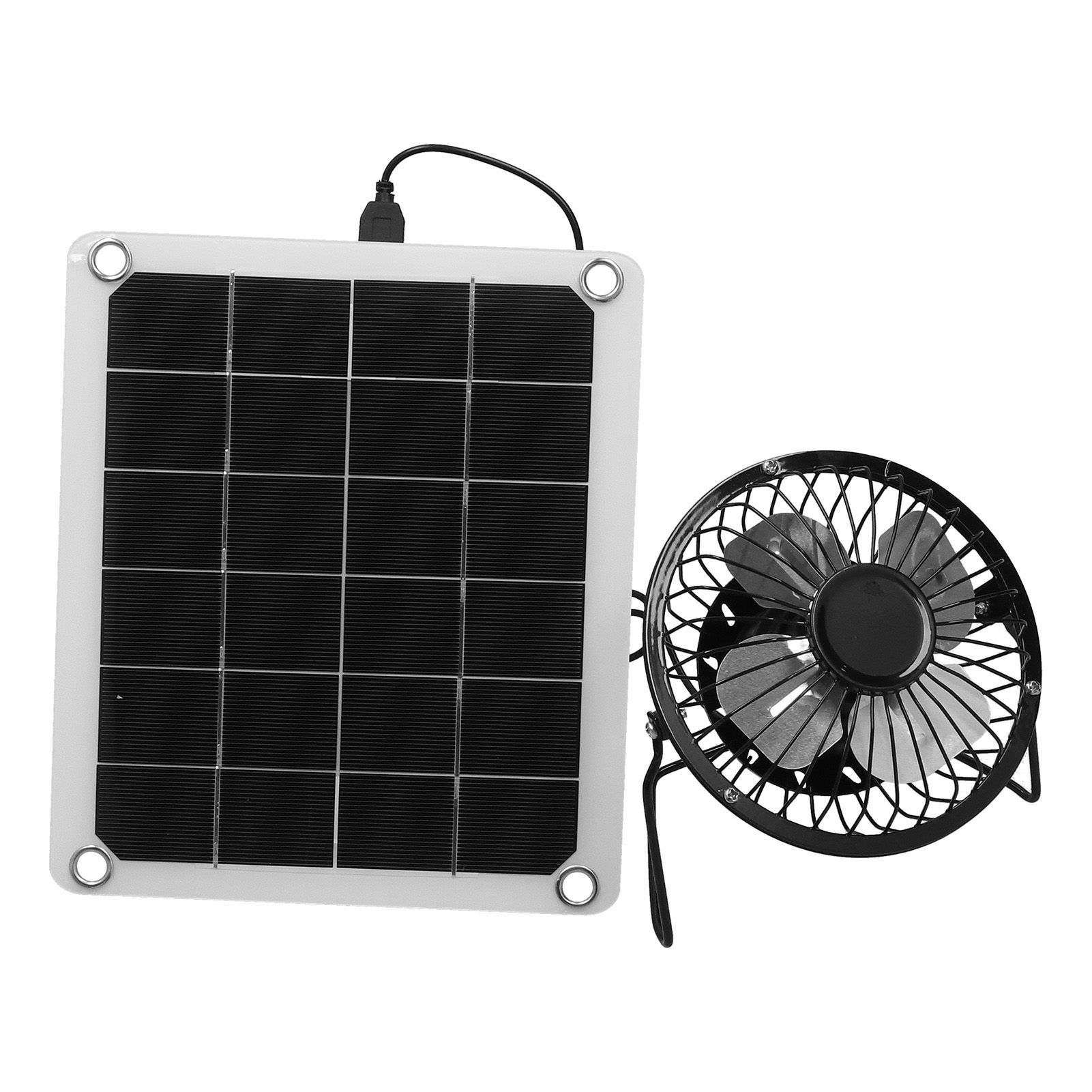 10W Photovoltaic Solar Panel Charger Kit with Fan Dual USB Female Ports for Outdoor Chicken House Farm — image 5