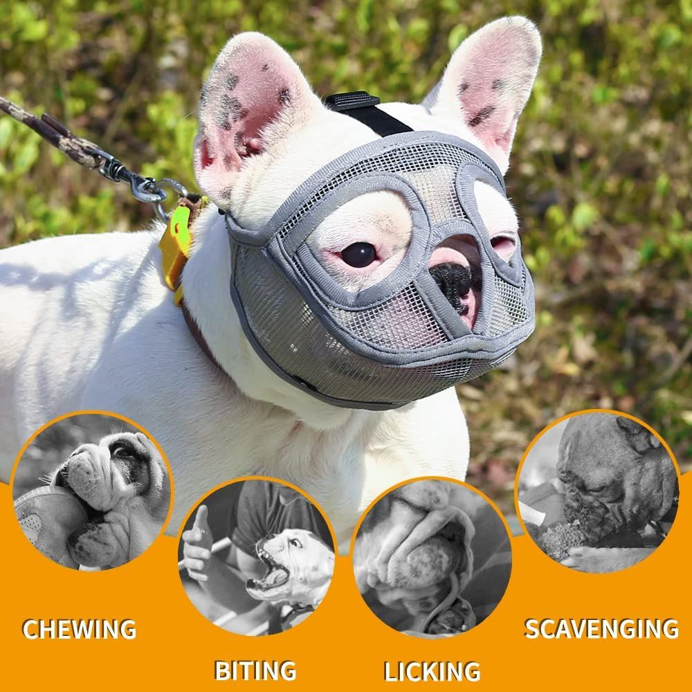 Short Snout Dog Muzzle, Breathable Mesh Flat Faced Muzzle for French Bulldog Shih Tzu and Pug,Mask Bulldog Muzzle for Biting — image 4