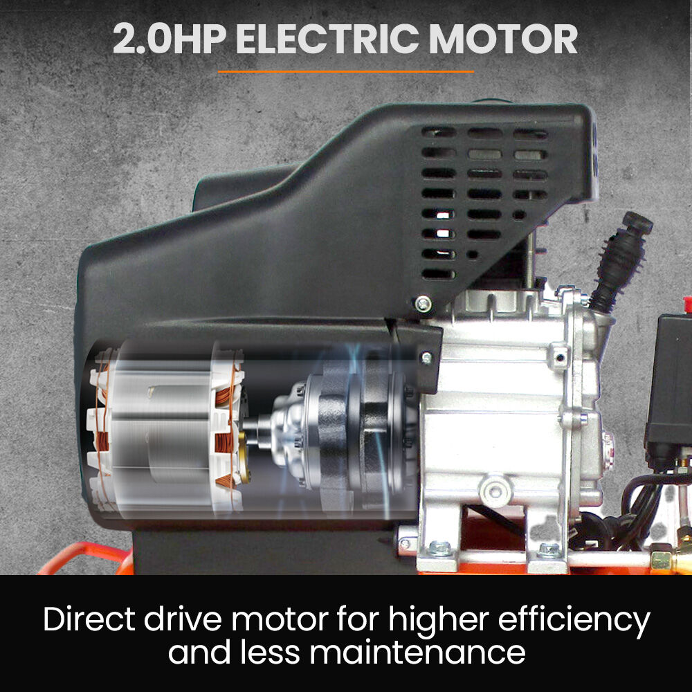 UNIMAC 24L 2.0HP Air Compressor, Direct Drive, 2 Couplers for Airtools Tyre Inflation, Portable, Electric โ image 2