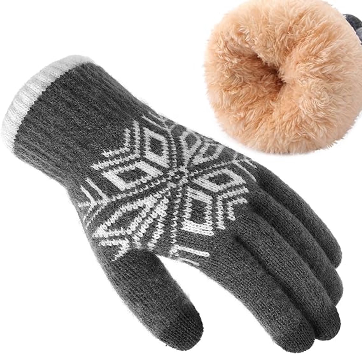 Women's Gloves - Men's / Women's Gloves - Winter Gloves - Knitted Glove with Fleece Lining - Touchscreen Glove - Extra Thick Gloves - Warm and Thick