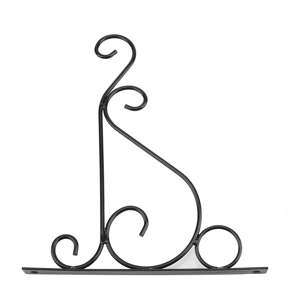 Iron Plant Hanger Wall Hanging Bracket Flower Hook for Home Garden Decoration 30 × 21cm(Black)