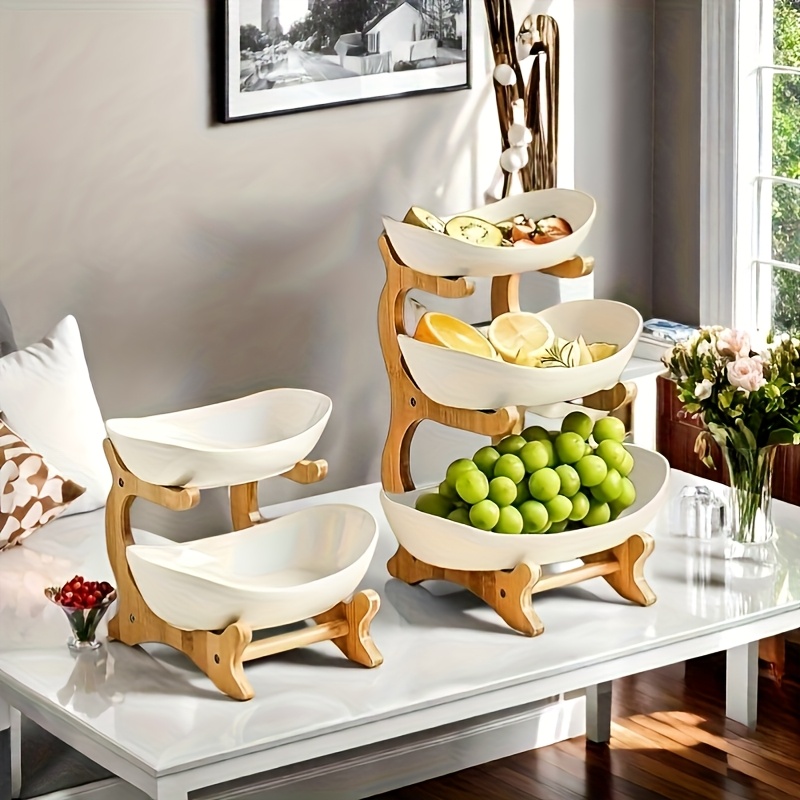 White**Nordic-Style Three-Tier Extendable Fruit Tray | Creative Living Room Snack Stand, Adjustable Height, Anti-Slip Expandable Display Tray** — image 6
